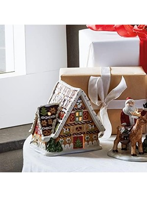 Defne Store Villeroy ve Boch Christmas Toys Müzik Kutusu "zencefilli Çörek Evi", Porselen, Beyaz/bej