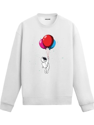 Colermi Astronot Balonlarla Uzayda Sweatshirt