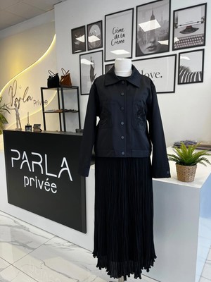 Pearly Collection Cep Nakışlı Kısa Trenç