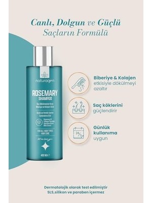 Defne Store Naturagen Dökülme Karşıtı Şampuan 400 ml | Hızlı Uzamaya Yardımcı | Biberiye Yağı + Kolajen Peptitleri