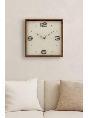 Defne Store Galaxy Premium Serisi Ahşap Duvar Saati Kare 30 cm Kahverengi