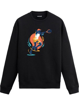 Colermi Havada Vuruş Yapan Kadın Tenisçi Sweatshirt