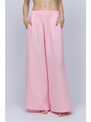 Obje Kadın Pembe Bol Paça Pantolon