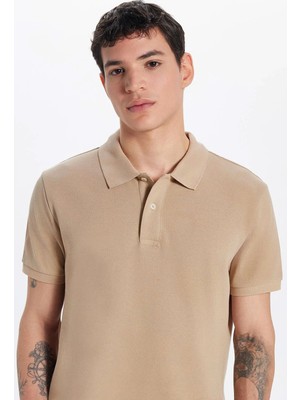 Tudors Erkek Slim Fit Dar Kesim %100 Pamuk Kısa Kollu Polo Yaka Taş Tişört