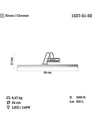 Defne Store Pona 50 cm Ledli Krom Aplik 9W