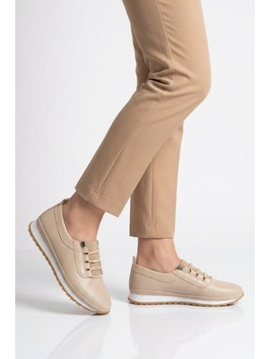 Ayk's Bej Hafif Lastik Bağcıklı Kadın Casual Ayakkabı BD-034 Z