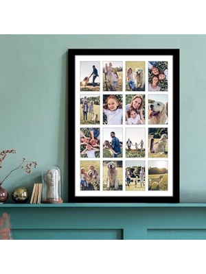 Defne Store 18X16 Kolaj Resim Çerçevesi - (16) 4x6 Resim Çerçevesi Açıklıkları Veya Bir 18X16 Fotoğraf Çerçevesi Olarak Kullanın - Ahşap Tasarlanmış, Cilalı Pleksiglas, Duvar Için Asma Donanımı
