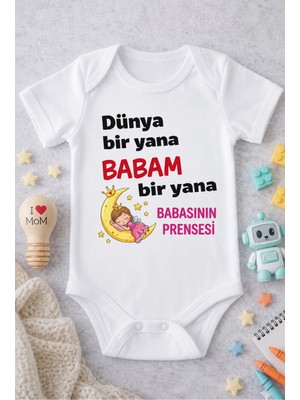 Eydu Baby Babasının Minik Prensesi Baskılı Bebek Body Beyaz Badi Çıtçıtlı Zıbın