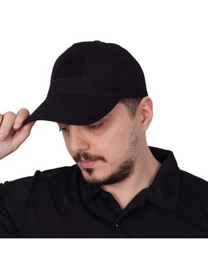 Kordak Siyah Peç Alanlı Taktik Şapka - Ayarlanabilir Model