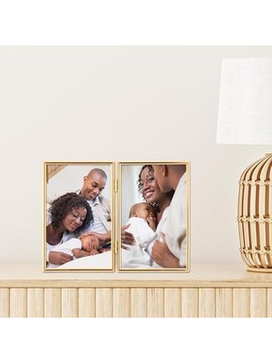Defne Store Frames Çift Resim Çerçevesi, 10 x 15 Cm, Altın Rengi, 4 x 6 Çift