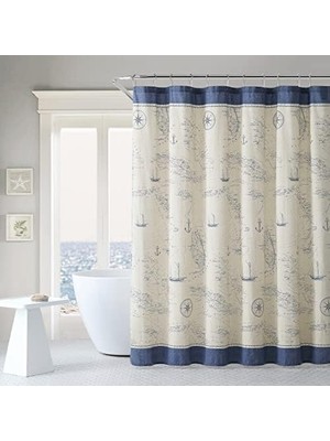 Defne Store Bahama - Duş Perdesi, Kumaş Duş Perdesi, Dayanıklı ve Orta Ağırlıkta Banyo Dekoru (Karayip Denizi Mavisi, 72" x 72"), USHS6A1044824