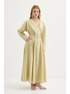 Kadriye Baştürk Bağlamalı Kimono Etek Takım Açık Yeşil