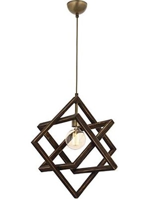 Defne Store AV-60160-1E Eskitme Kaplama Modern Avize, E27, Ahşap, Metal, 30 cm