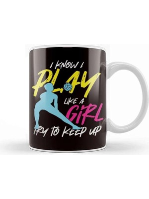 Dekado Volleyball Player Girl Coach Team Ball Sports Training Game Kupa Bardak Porselen