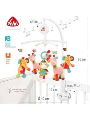 Defne Store Müzik Mobil - Sevimli Hayvanlı Bebek Uyku Yardımı - Bebek Mobil Müzik Kutusu Melodi - 0-5 Ay Arası Bebekler Için Müzik Mobil Bebek Yatağı Oyuncak