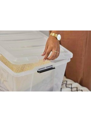 Defne Store Ohyama, Saklama Kutuları, Saklama Kutusu, Çok Fonksiyonlu, 4'lü Plastik Kutu Seti, 60 L, Kapak, Ergonomik Sap, Ofis, Ev – Ddntb-60 - Şeffaf