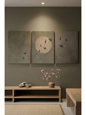 Artease 3'lü Dolunay'da Kuşların Göçü Tablo Seti
