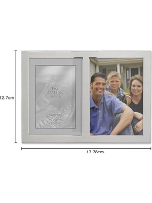 Defne Store Frames 2 Tonlu Çift Açılan Panel Resim Çerçevesi, 13,8 x 17,7 Cm, Fırçalanmış Gümüş Metal ve Parlak Metal, Gri