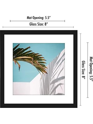 Defne Store Siyah 8x8 Resim Çerçevesi - Mat ile 6x6 Resim Çerçevesi Veya Mat Olmadan 8x8 Çerçeve Olarak Kullanın - Ince Kenarlıklı Kare Resim Çerçevesi, Kırılmaya Dayanıklı Cam ve Duvar Veya Masa
