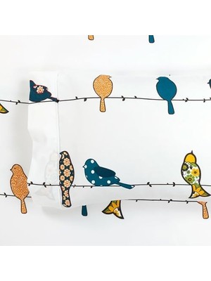 Defne Store Lush Rowley Birds Yumuşak Çarşaf 6 Parça Set, Tam, Çoklu