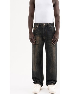 Machinist Erkek Pigment Kaplama Efektli Baggy Jean Pantolon Ocean Fade