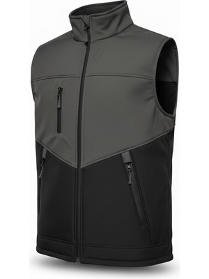 KDM Kafkas Erkek Yelek Softshell Su Geçirmez Tam Fermuarlı Cepli Normal Kalıp Spor Yelek