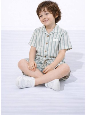 Miniko Kids Erkek Çocuk Çizgili Gömlekli Müslin Şortlu Takım