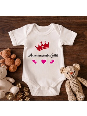 Eydu Baby Organik %100 Pamuk Annelerin En Güzeli Baskılı Kısa Kollu Çıtçıtlı Bebek Body Badi Zıbın Tulum 5592