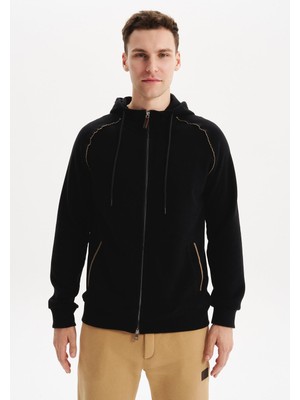 Ar-ma Erkek Tam Fermuar Sweatshirt Basic Baskisiz Kapşonlu Fleto Cepli Regular Fit Karbon Firçali Selanik K30324698402