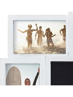 Defne Store Melannco Özelleştirilebilir Mektup Panosu 8 Açılış Fotoğraf Kolajı, 48,2 x 43,1 Cm, Eskitilmiş Beyaz