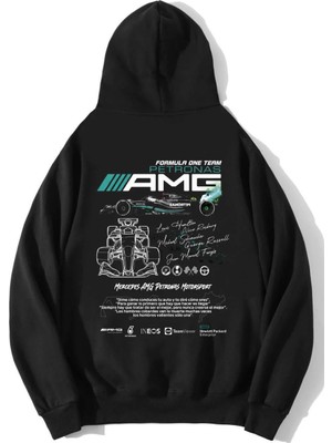 Brz Collection Unisex Oversize Formula One Team Petronas Amg Hoodie Siyah