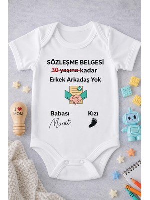 Eydu Baby Organik %100 Pamuk Ilk Dişim Çıktı Baskılı Uzun Kollu Çıtçıtlı Bebek Body Badi Zıbın Tulum 5602