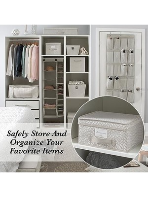Defne Store Orta Boy Kutu Gri Yumuşak, 27,94 cm x 30,48 cm x 15,24 cm Dolap Saklama Organizasyonu