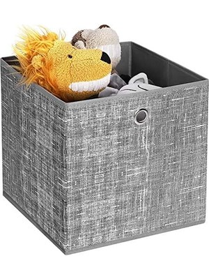 Defne Store Saklama Kutusu, 6'lı Set, Dokunmamış Kumaştan Yapılmış Saplı Düzenleme Kutuları, Katlanır Kutu, Giysi Saklama, Benekli Gri