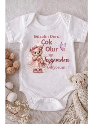 Eydu Baby Dünya Bir Yana Amcam Bir Yana Yazılı Bebek Body Badi Çıtçıtlı Zıbın
