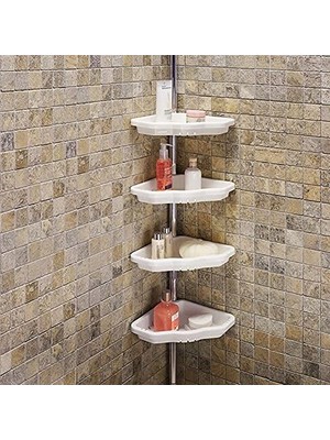 Defne Store Banyo Köşe Rafı, Aluminyum, Beyaz