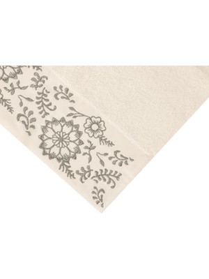 Defne Store Sty Akra Nakışlı Krem Havlu 50X90