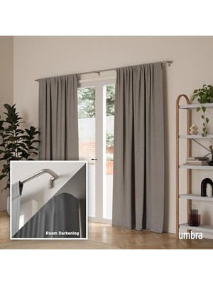 Defne Store Alacakaranlık Perde Çubuğu Seti - Sarılı Tasarım Karartma Veya Oda Karartma Panelleri Için Ideal, 70-200 Cm, Nikel