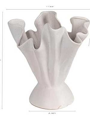 Defne Store Reaktif Sırlı, Mat Kremalı Taş Fırfır Vazo