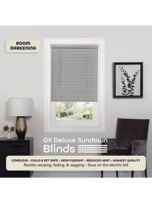 Defne Store Einrichtungsgegenstände DSG223AL06 Deluxe Sundown G2-Jalousie, Grau, 23" x 64"