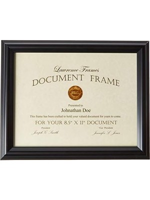 Defne Store Frames 185081 Siyah Belge Resim Çerçevesi, 8,5 x 11-Inç