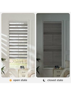 Defne Store Windows Için Akülü Zebra Rulo Tonları, Gri Şeffaf Mini Zebra Panjurlar 34 "w Sürgülü Cam Kapı Penceresi Için Çift Katmanlı Işık Filtreleme