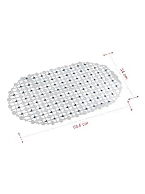 Defne Store Eko Serisi Banyo - Küvet Içi Kaydırmaz Vantuzlu Oluklu Oval Paspas 63 x 34 Cm, Mavi