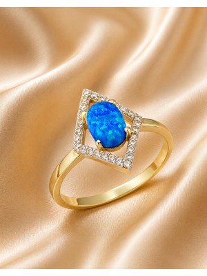 Rome Oro Üçgen Opal Altın Yüzük