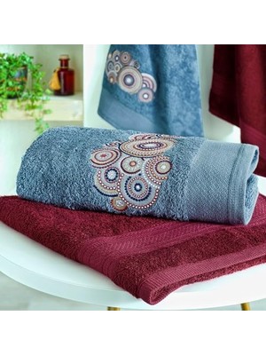 Defne Store Bambu South Hamam Seti Bordo 4'lü Set