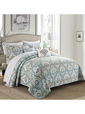 Defne Store Soft Things Yorgan Örtüleri, Polyester Karışımı, Camgöbeği Aqua, 309,8 cm x 269,2 cm