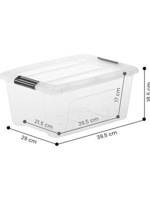 Defne Store Ohyama, 3'lü Set Istiflenebilir Saklama Kutusu, Klik Kilitli – New Top Box Ntb-15 – Plastik, Şeffaf, 3 x 15 L, U 39,5 x G 29 x Y 18,6 cm