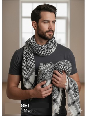 Belirtilmemiş Puşi , Poşu, Kefiye Beyaz Şal 100X100 I 3 Adet
