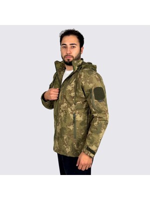 Kordak Tsk Kamuflaj Içi Polarlı Softshell Su Geçirmez Taktik Mont - Waterproof Windproof