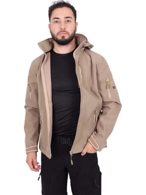 Kordak Bej Softshell Su Geçirmez Taktik Mont - Waterproof Windproof Spor Mont